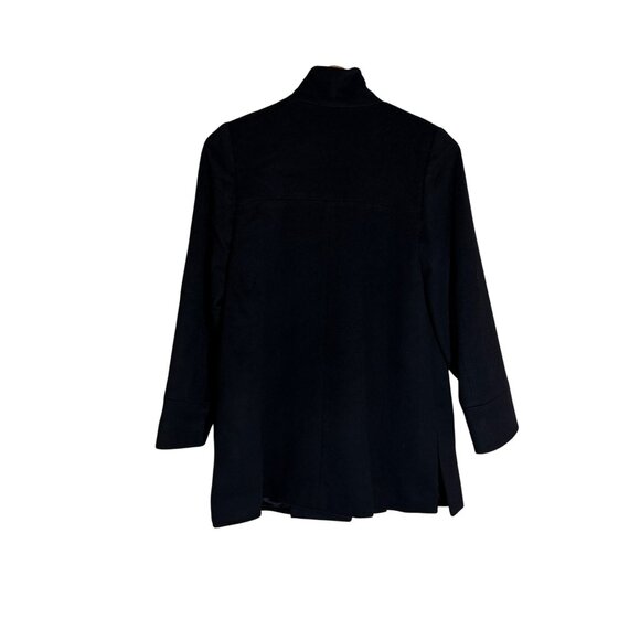 Fleurette Loro Piana Placket Front Wool Car Coat Womens Size 4P Funnel Neck Blk - Picture 13 of 14